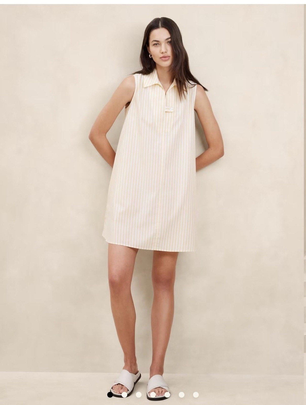 Banana Republic Yellow Stripe Poplin Trapeze Swing Dress Small Sundress Beach